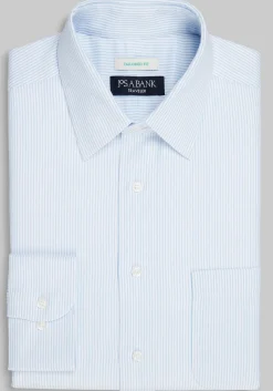 Traveler® Collection Tailored Fit Point Collar Stripe Dress Shirt