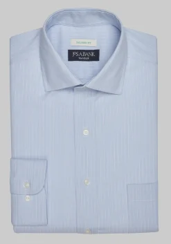 Traveler® Collection Tailored Fit Spread Collar Stripe Dress Shirt