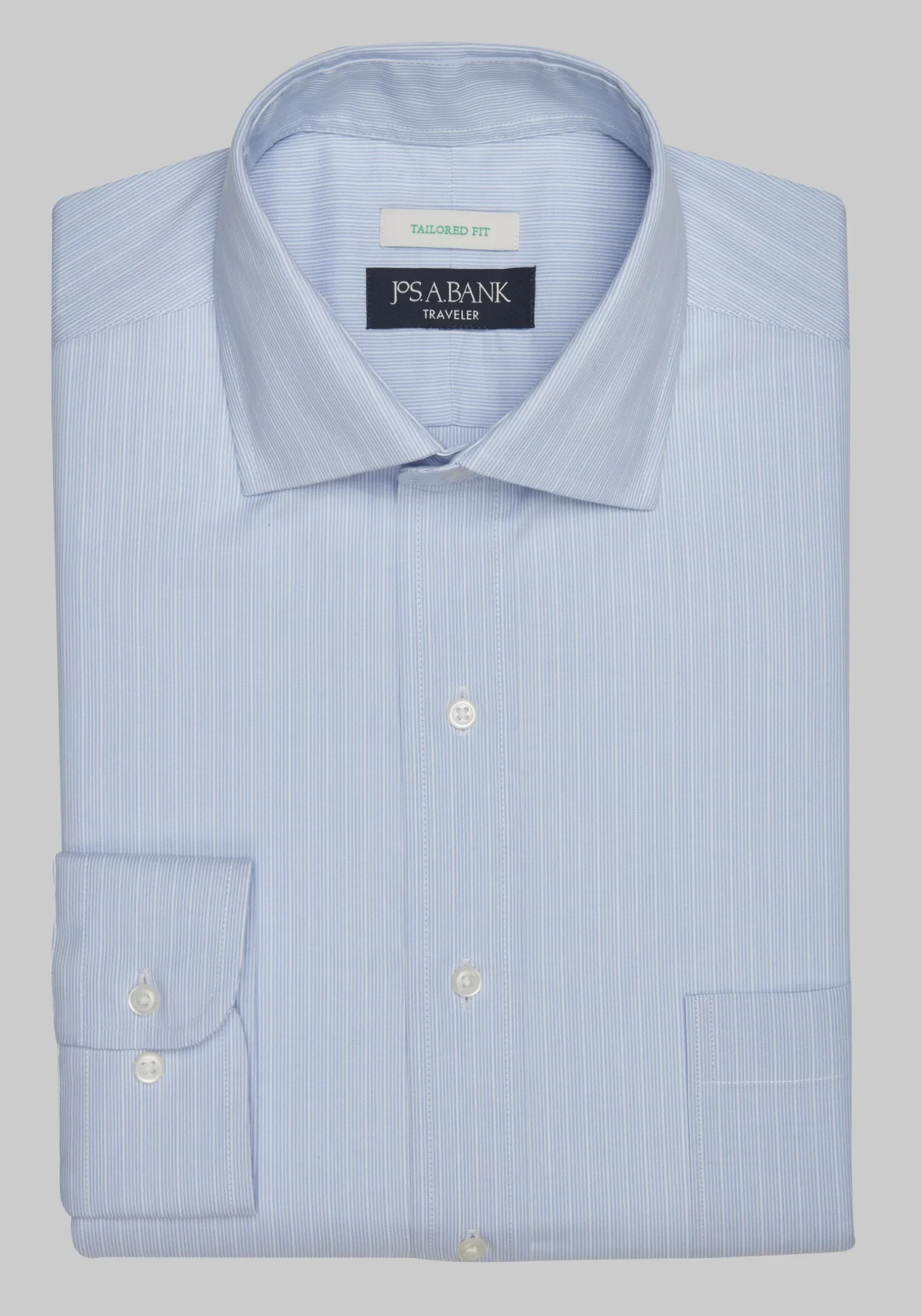 Traveler® Collection Tailored Fit Spread Collar Stripe Dress Shirt