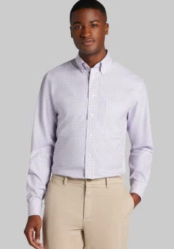 Traveler® Collection Tailored Fit Button-Down Collar Plaid Dress Shirt