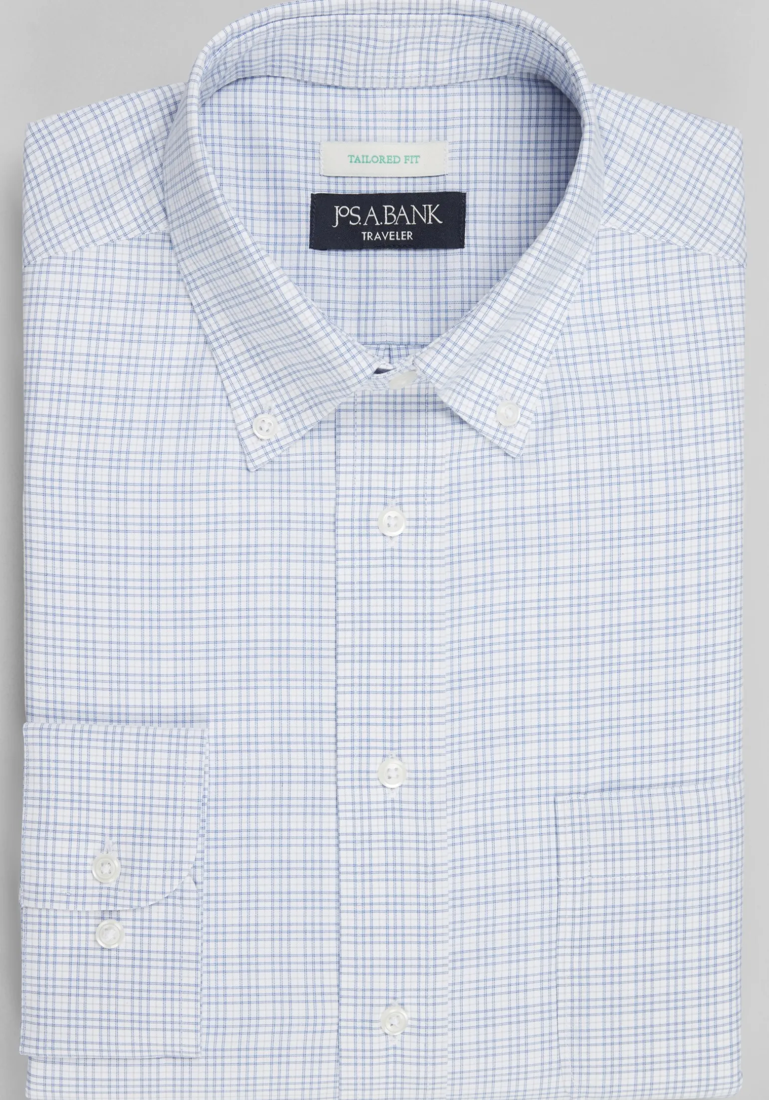 Traveler® Collection Tailored Fit Button-Down Collar Check Dress Shirt