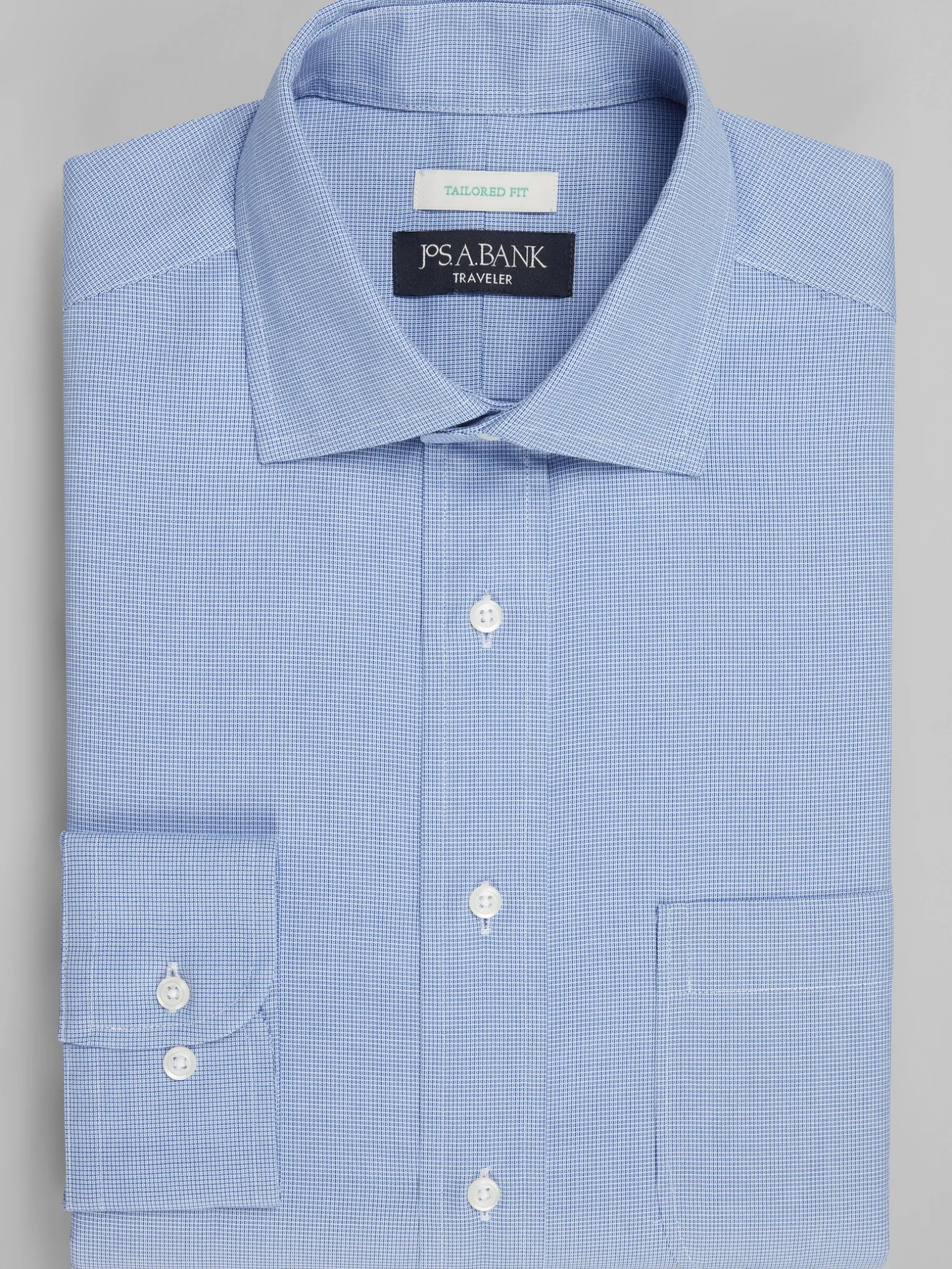 Traveler® Collection Tailored Fit Spread Collar Tattersall Dress Shirt - Big & Tall