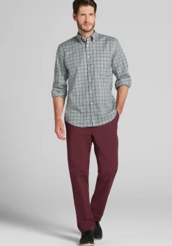 Traveler® Collection Tailored Fit Tartan Check Button Up Shirt