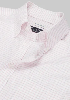 Traveler® Collection Traditional Fit Button-Down Collar Grid Dress Shirt
