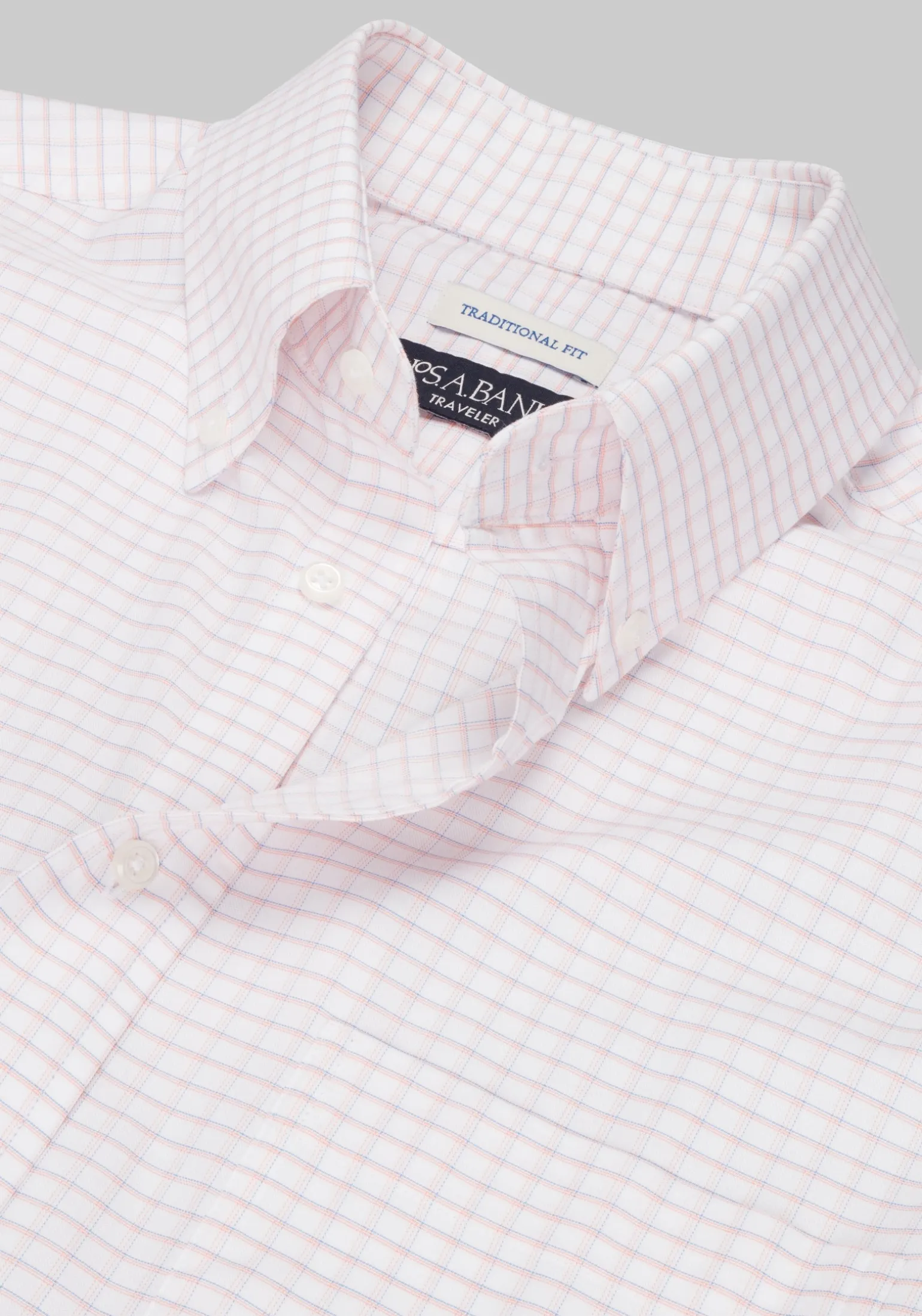 Traveler® Collection Traditional Fit Button-Down Collar Grid Dress Shirt