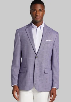 Traveler® COOLMOTION Tailored Fit Windowpane Plaid Sportcoat - Big & Tall