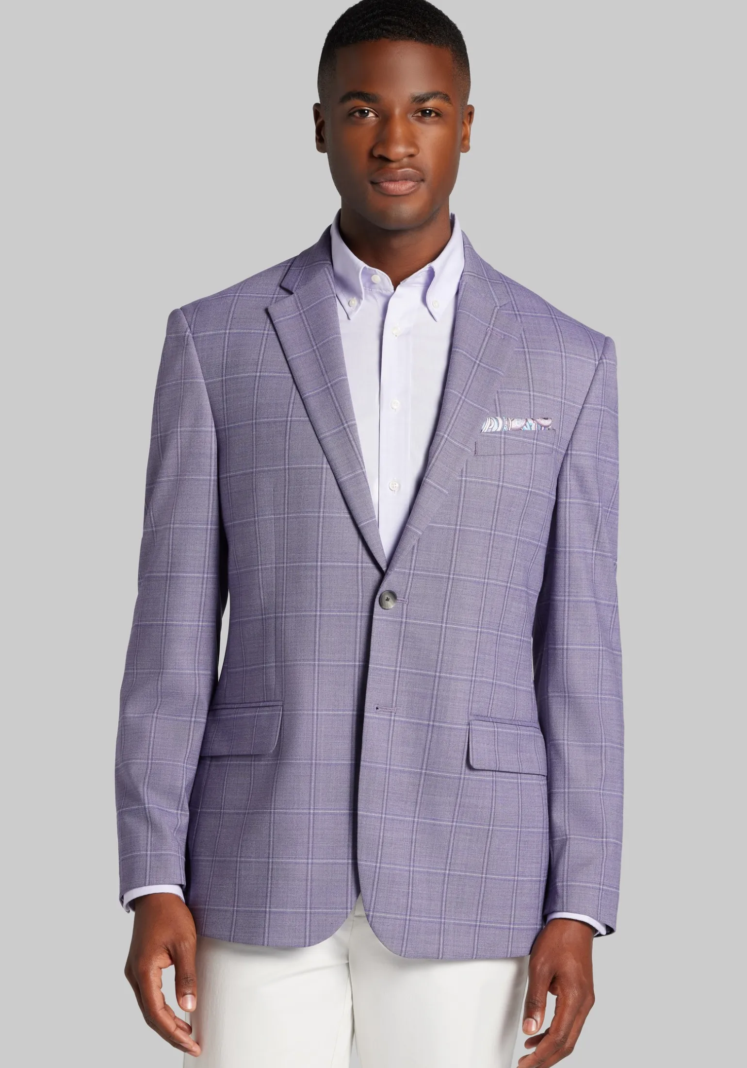 Traveler® COOLMOTION Tailored Fit Windowpane Plaid Sportcoat - Big & Tall