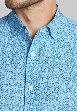 Traveler® COOLMOTION Tailored Fit Liberty Floral 4 Way Stretch Short Sleeve Button Up Shirt - Big & Tall
