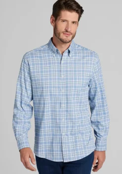 Traveler® COOLMOTION Tailored Fit Plaid 4-Way Stretch Button Up Shirt - Big & Tall