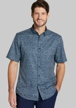 Traveler® COOLMOTION Tailored Fit Grapes 4-way Stretch Short Sleeve Button Up Shirt