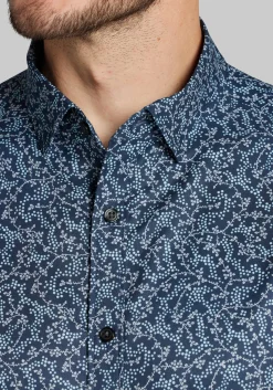 Traveler® COOLMOTION Tailored Fit Grapes 4-way Stretch Short Sleeve Button Up Shirt