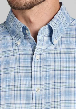 Traveler® COOLMOTION Tailored Fit Plaid 4-Way Stretch Button Up Shirt