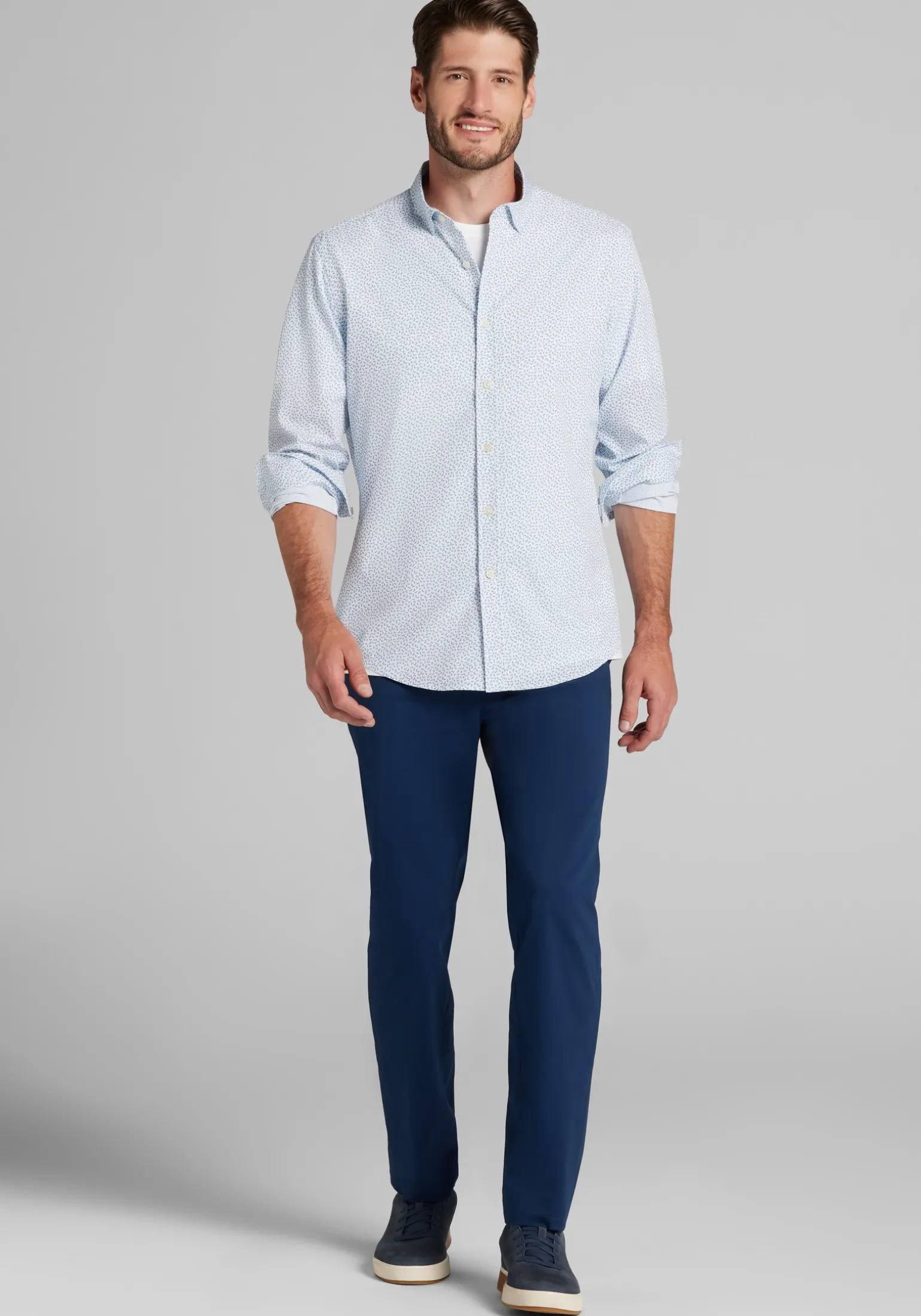 Traveler® COOLMOTION Tailored Fit Paisley Button Up Shirt