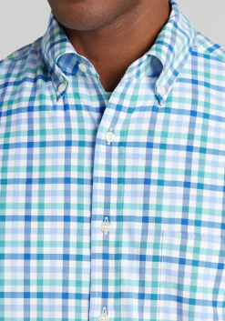 Traveler® Performance Tailored Fit Plaid Button Up Shirt