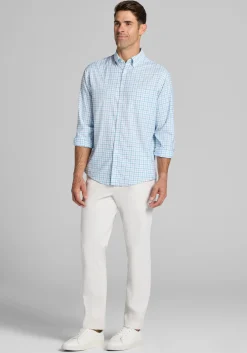 Traveler® Performance Tailored Fit Medium Grid Button Up Shirt