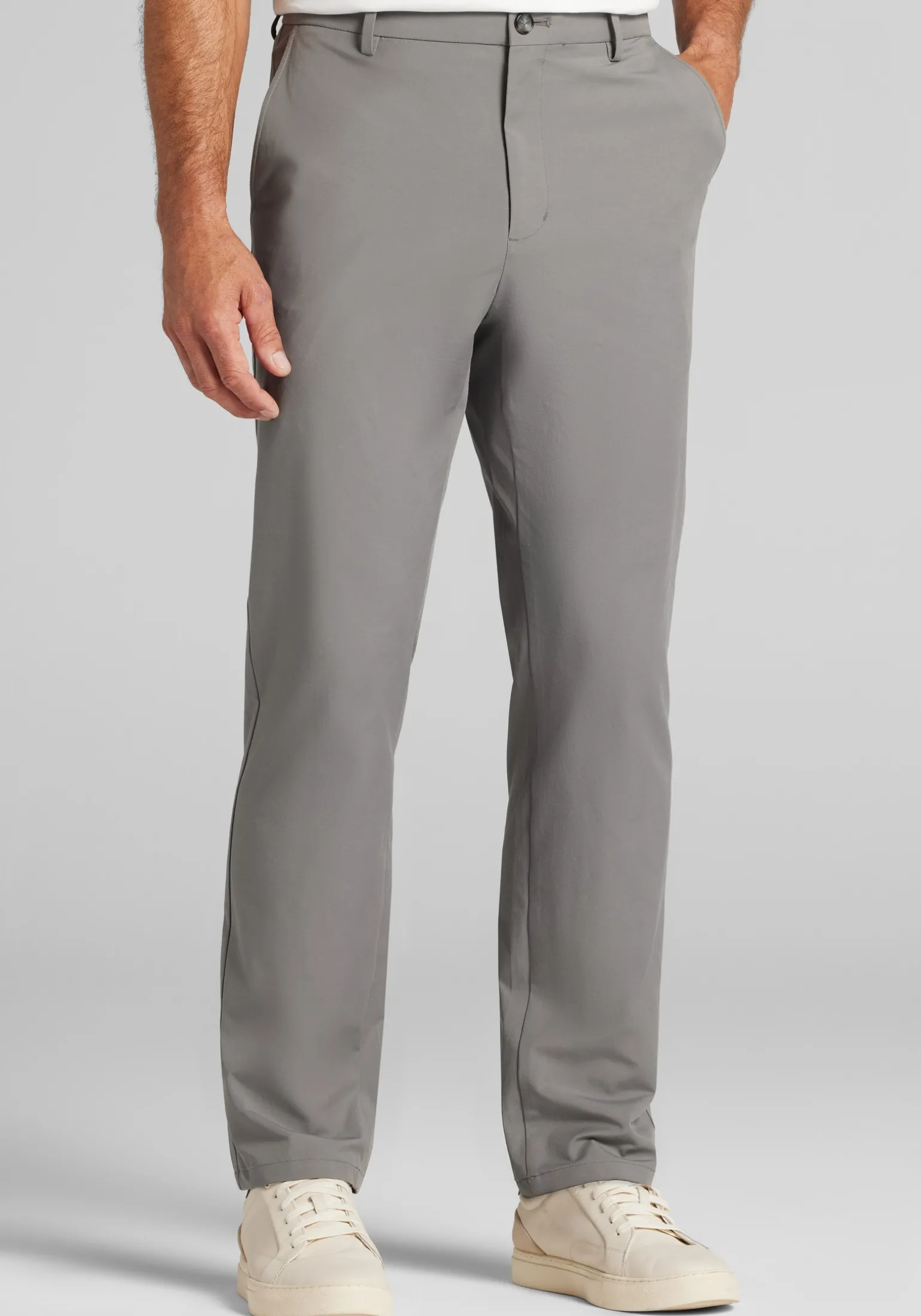 Traveler® Performance Tailored Fit Cotton Blend Flat Front Golf Chinos