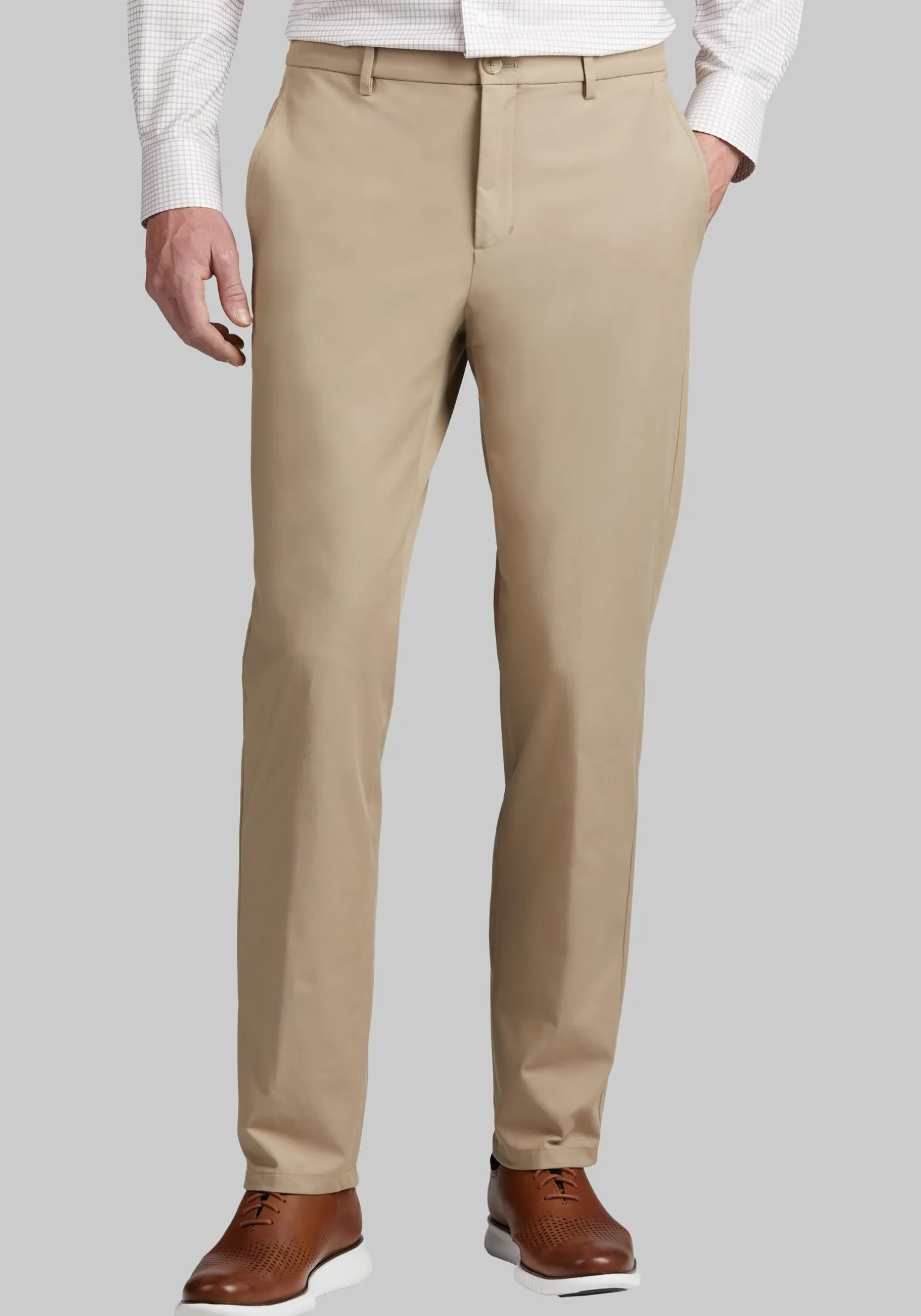 Traveler® Performance Tailored Fit Cotton Blend Flat Front Golf Chinos - Big & Tall