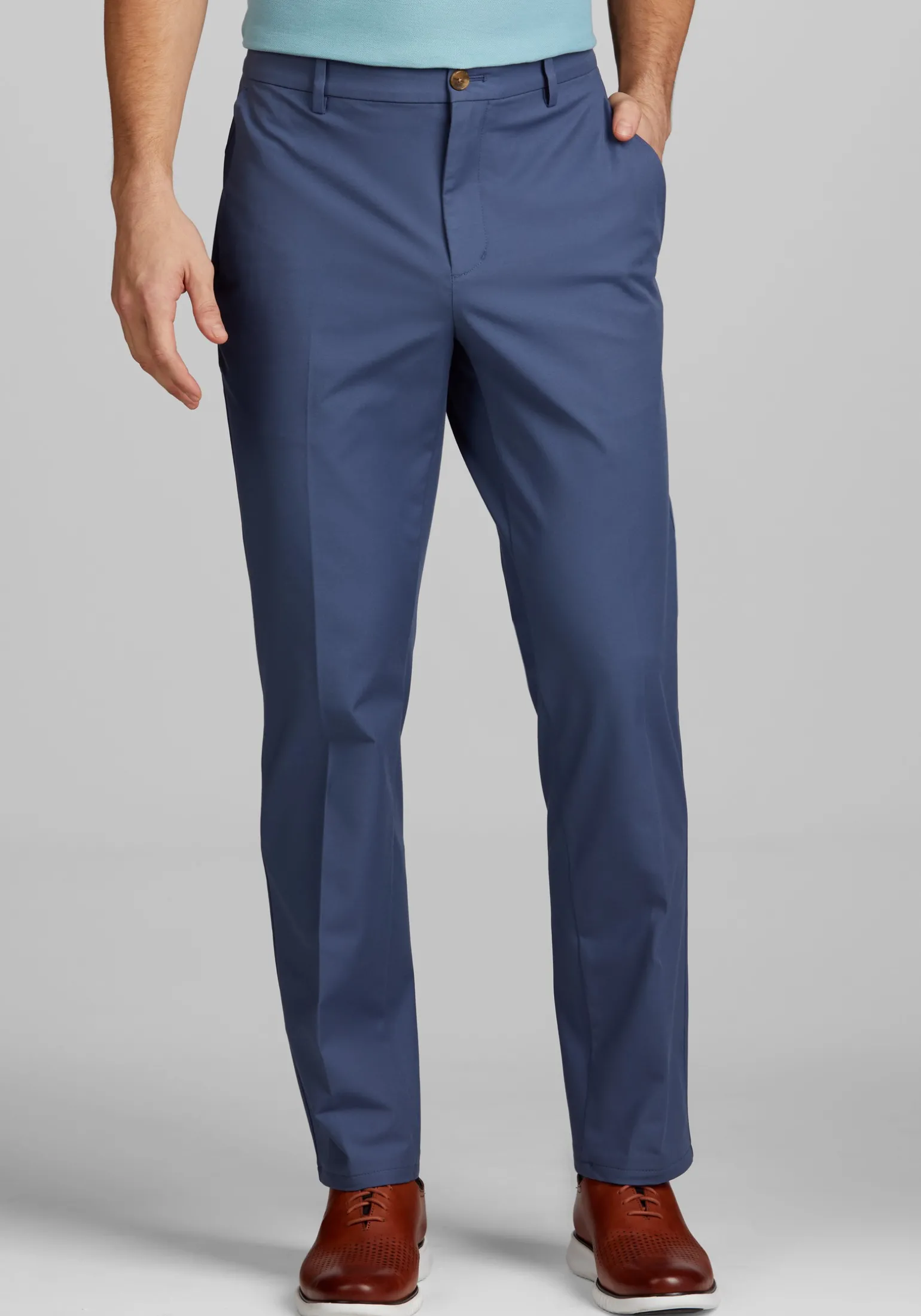 Traveler® Performance Tailored Fit Cotton Blend Flat Front Golf Chinos - Big & Tall
