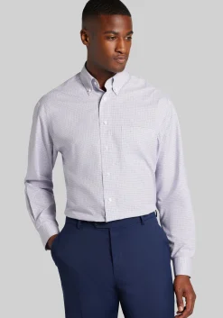 Traveler® Traditional Fit Mini Plaid Dress Shirt