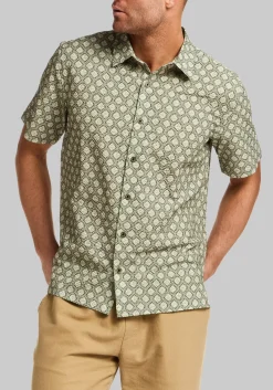 Vintage & Black Traditional Fit Medallion Seersucker Short Sleeve Shirt