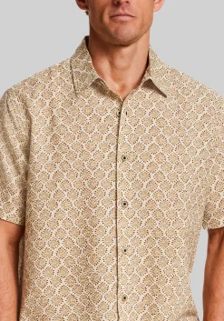 Vintage & Black Traditional Fit Medallion Seersucker Short Sleeve Shirt