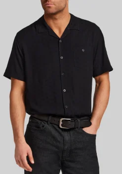 Vintage & Black Traditional Fit Short Sleeve Dobby Camp Shirt