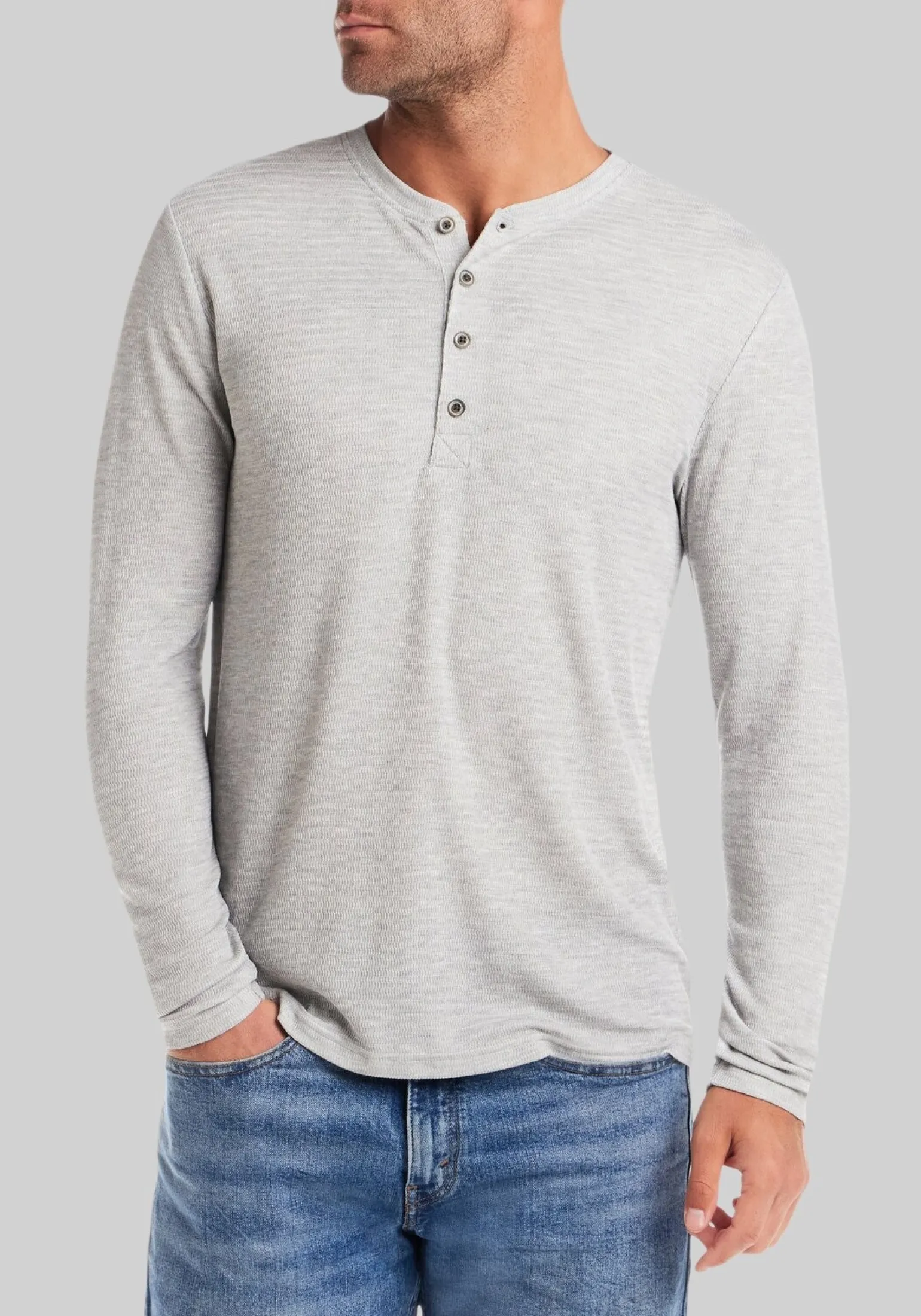 Vintage & Black Traditional Fit Crinkled Henley