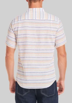 Weatherproof Vintage Tailored Fit Short Sleeve Stripe Button Up Shirt
