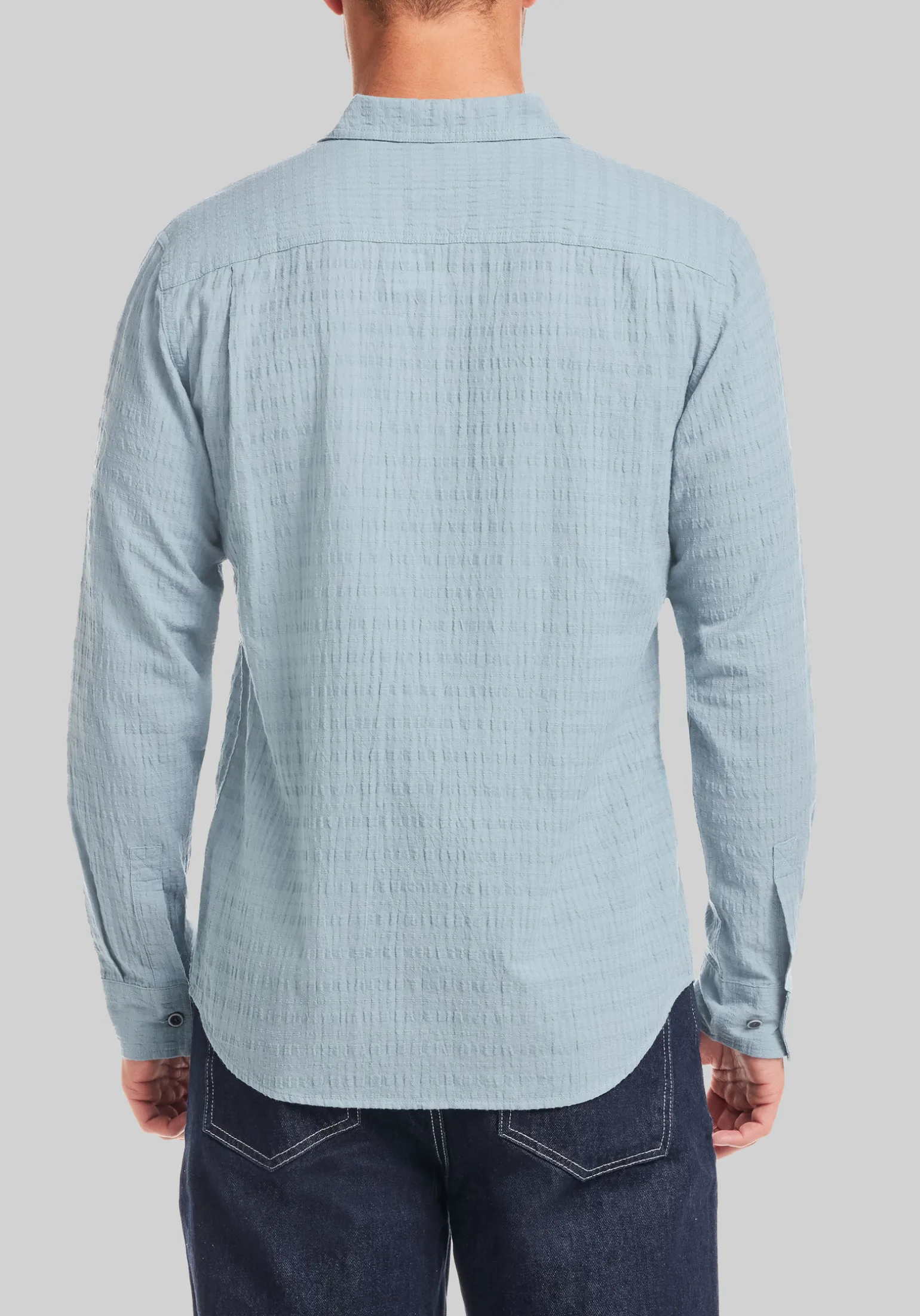 Weatherproof Vintage Tailored Fit Horizontal Crinkle Dobby Button Up Shirt