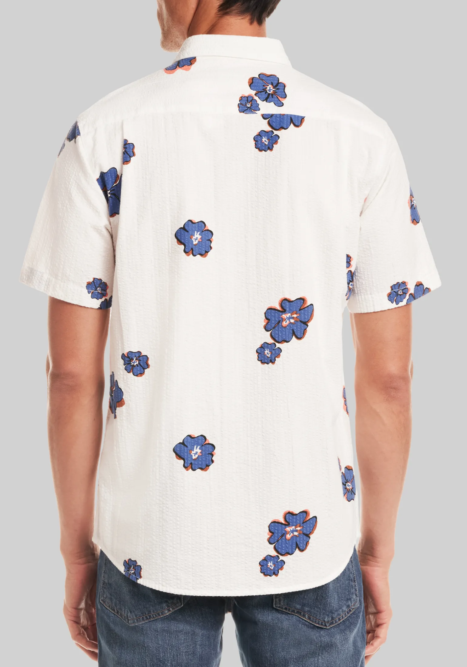 Weatherproof Vintage Tailored Fit Flower Short Sleeve Button Up Shirt