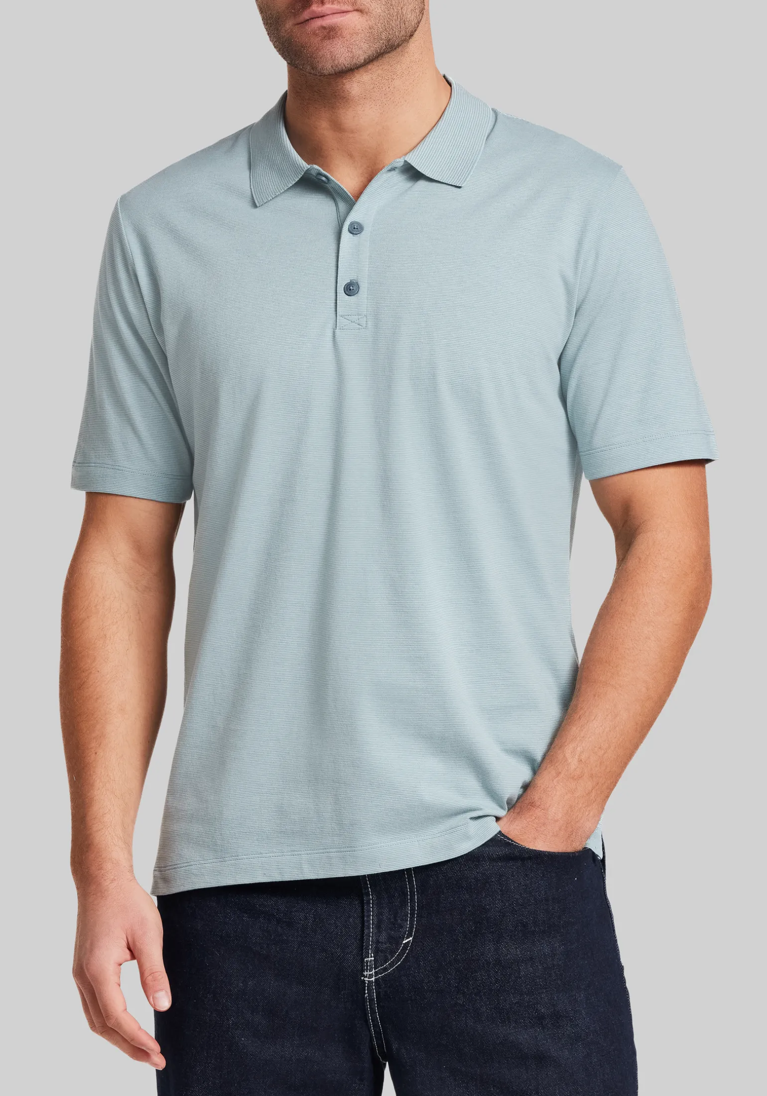 Weatherproof Vintage Tailored Fit Micro-Stripe Short Sleeve Polo