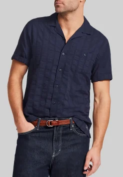 Weatherproof Vintage Traditional Fit Dobby Seersucker Vertical Text Shirt