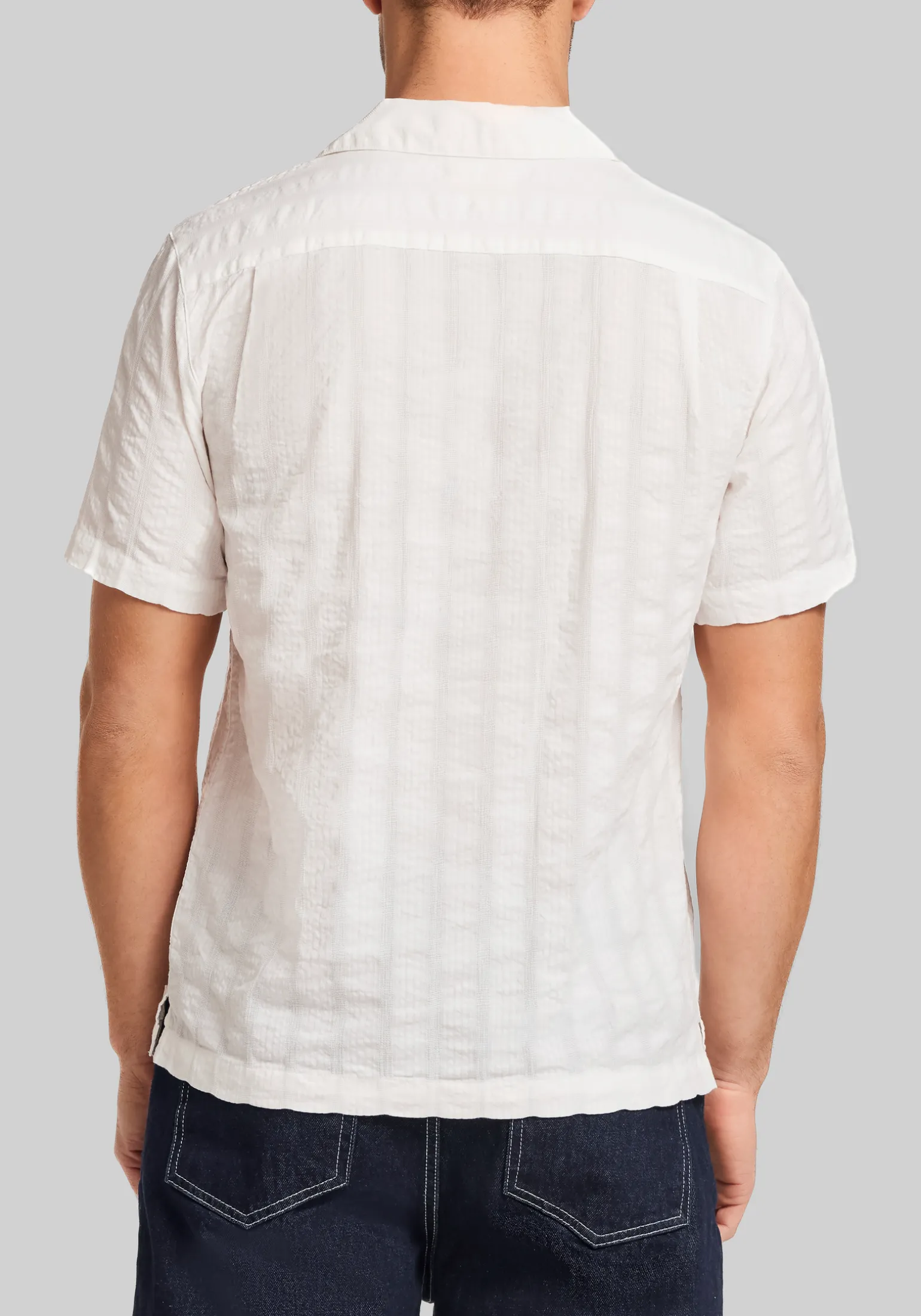 Weatherproof Vintage Traditional Fit Dobby Seersucker Vertical Text Shirt