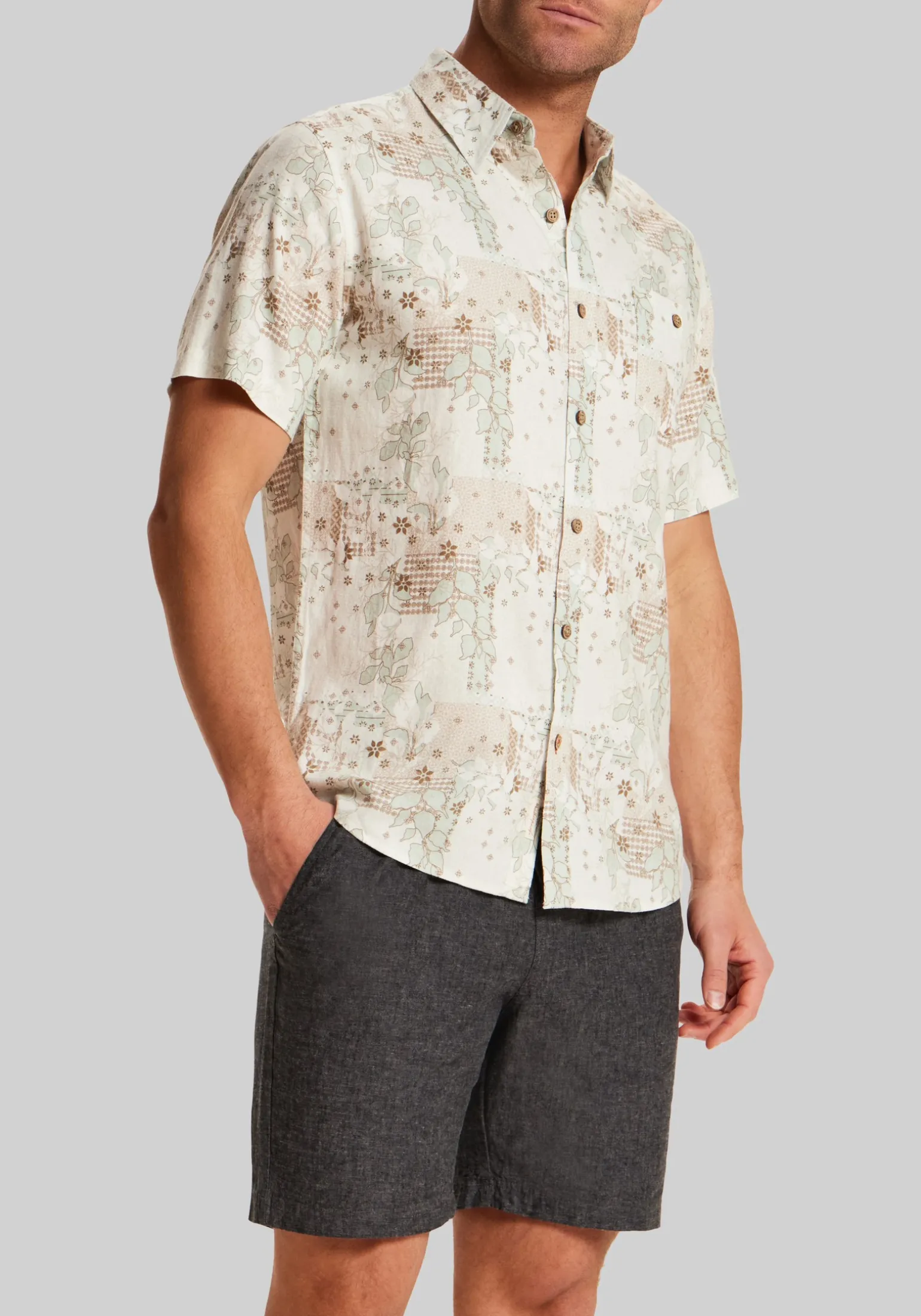 Weatherproof Vintage Traditional Fit Linen-Blend Camp Shirt