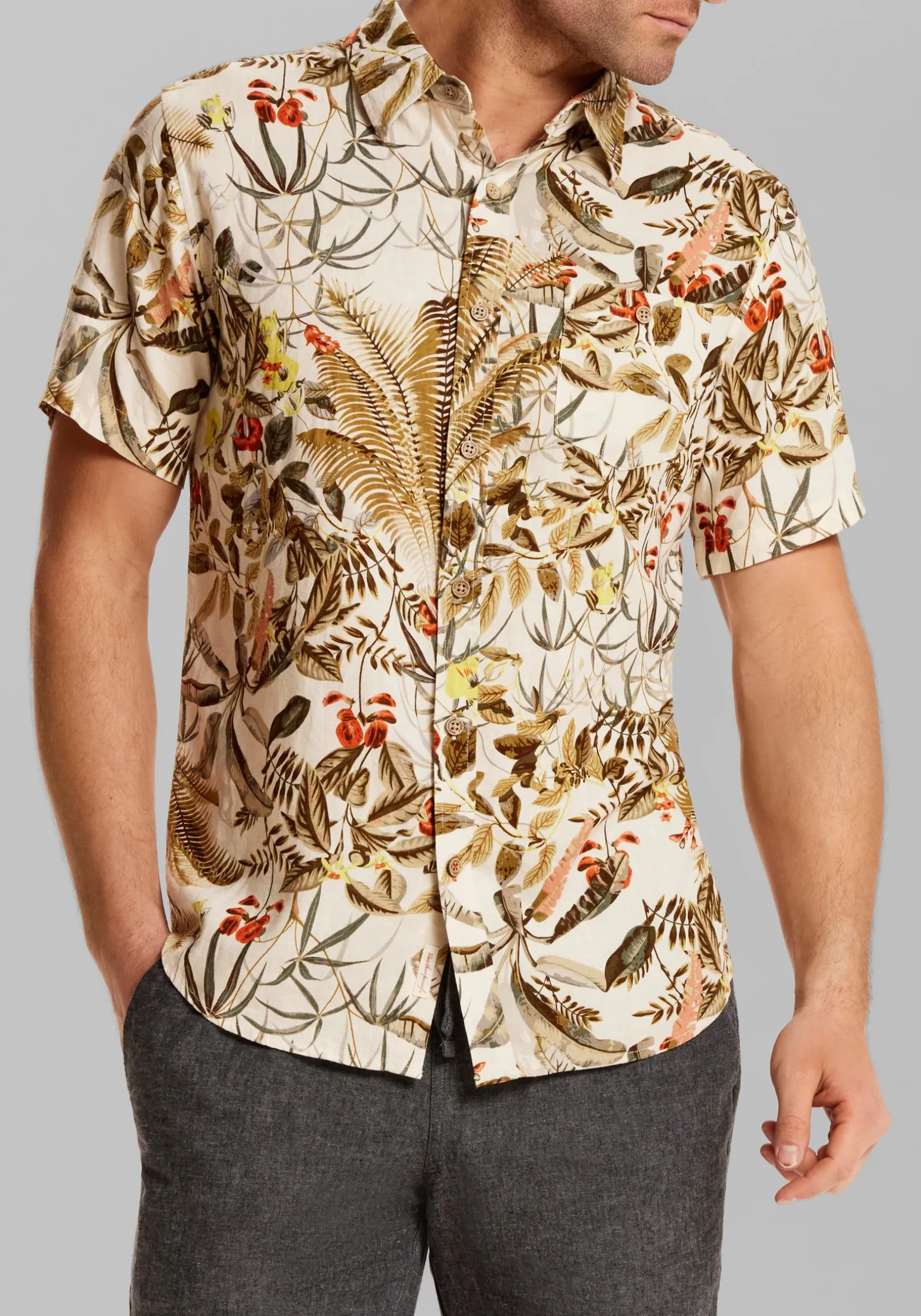 Weatherproof Vintage Traditional Fit Linen-Blend Camp Shirt