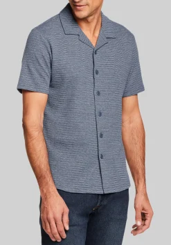 Weatherproof Vintage Traditional Fit Variegated Microstripe Coatfront Knit Button Up Shirt