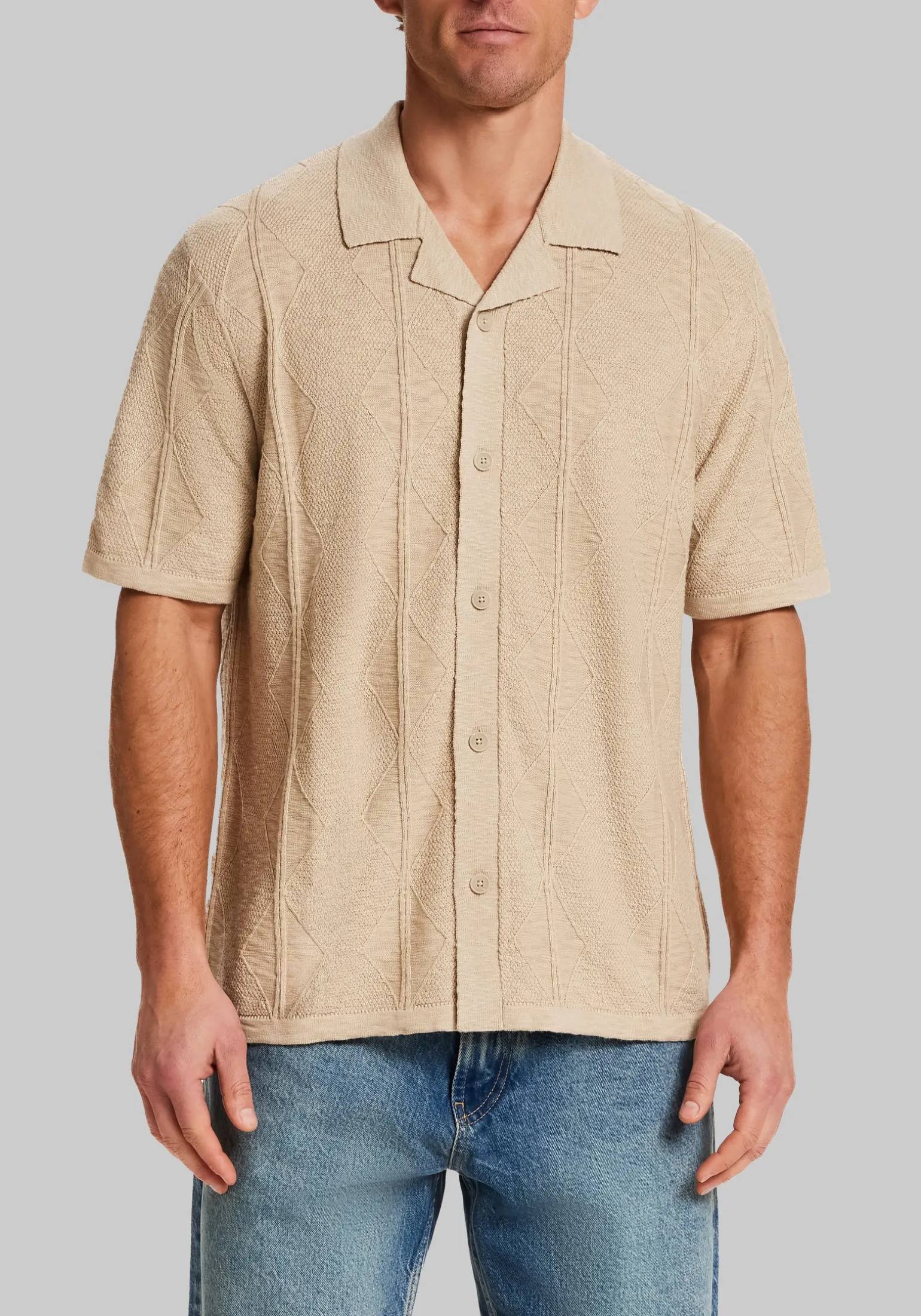 Weatherproof Vintage Traditional Fit Diamond Short Sleeve Sweater
