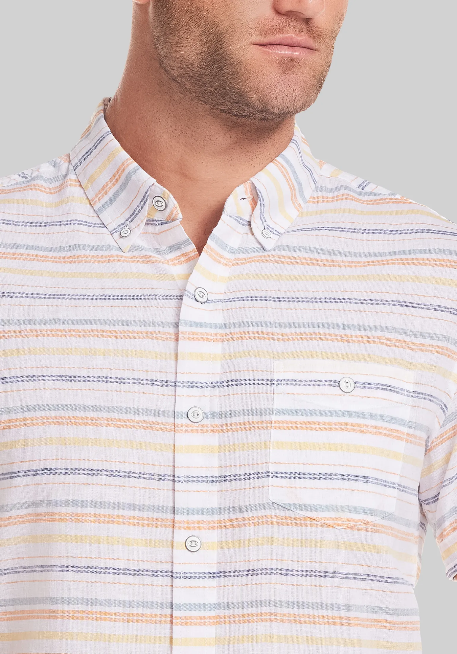 Weatherproof Vintage Vertical Stripe Short Sleeve Sportshirt